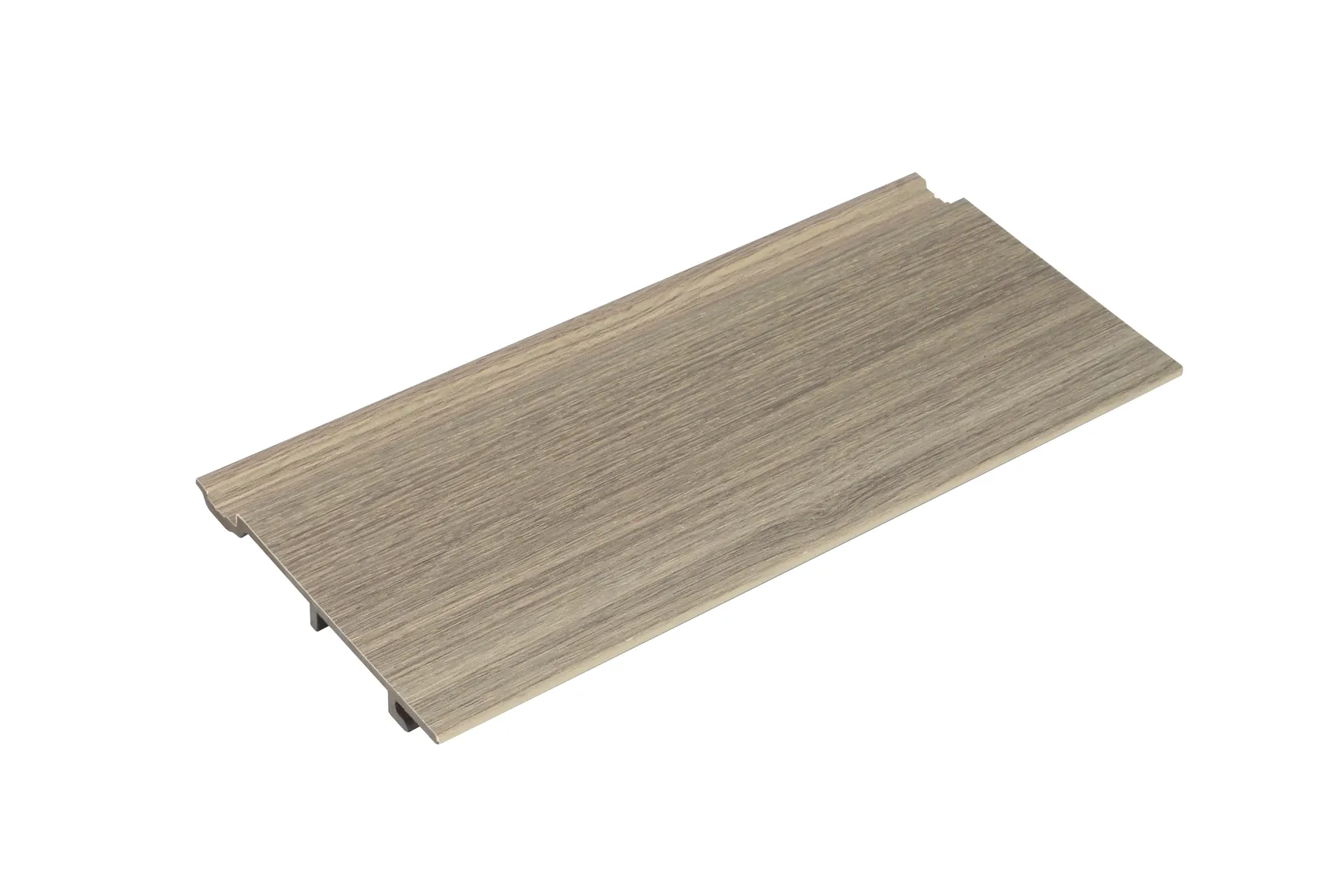 Ash Silver FlowVeins cladding board with interlocking edge in raking light