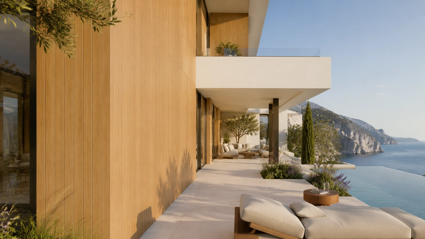 Concept visualisation of an exterior wall cladding facade in Pale Oak